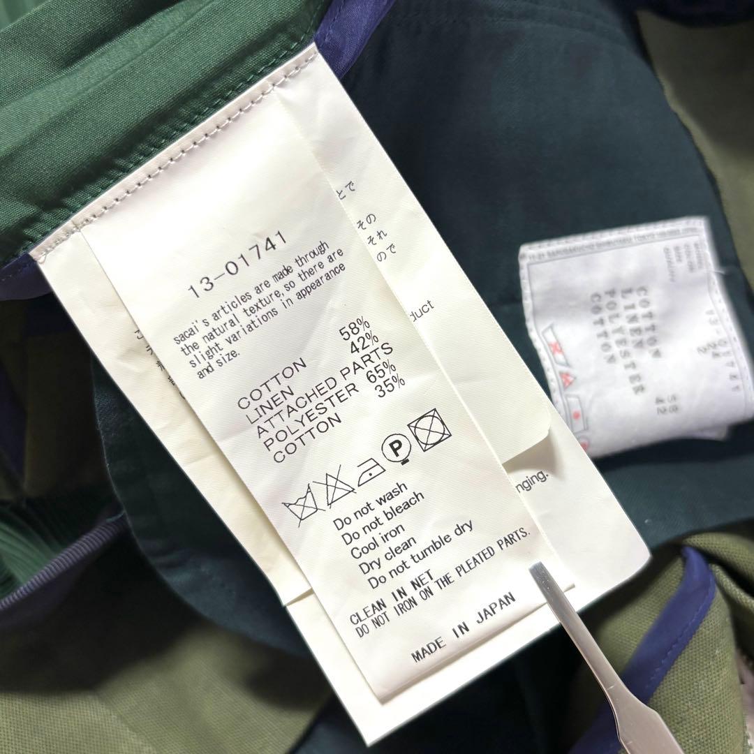 sacai サカイ プリーツ切替 キュロット風パンツ ドッキング プリーツ