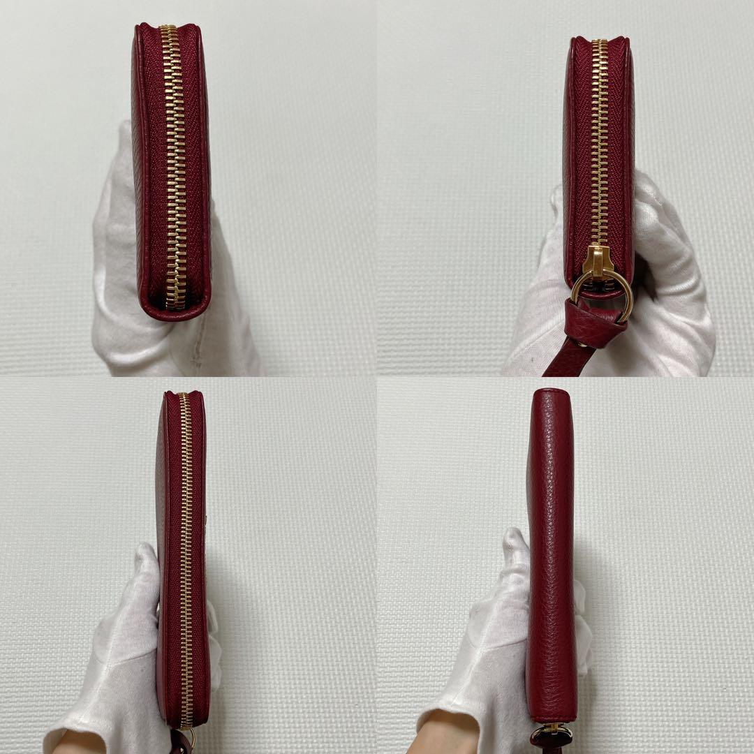 未使用JIMMY CHOOレザーラウンドジップ長財布　バーガンディー　箱付き