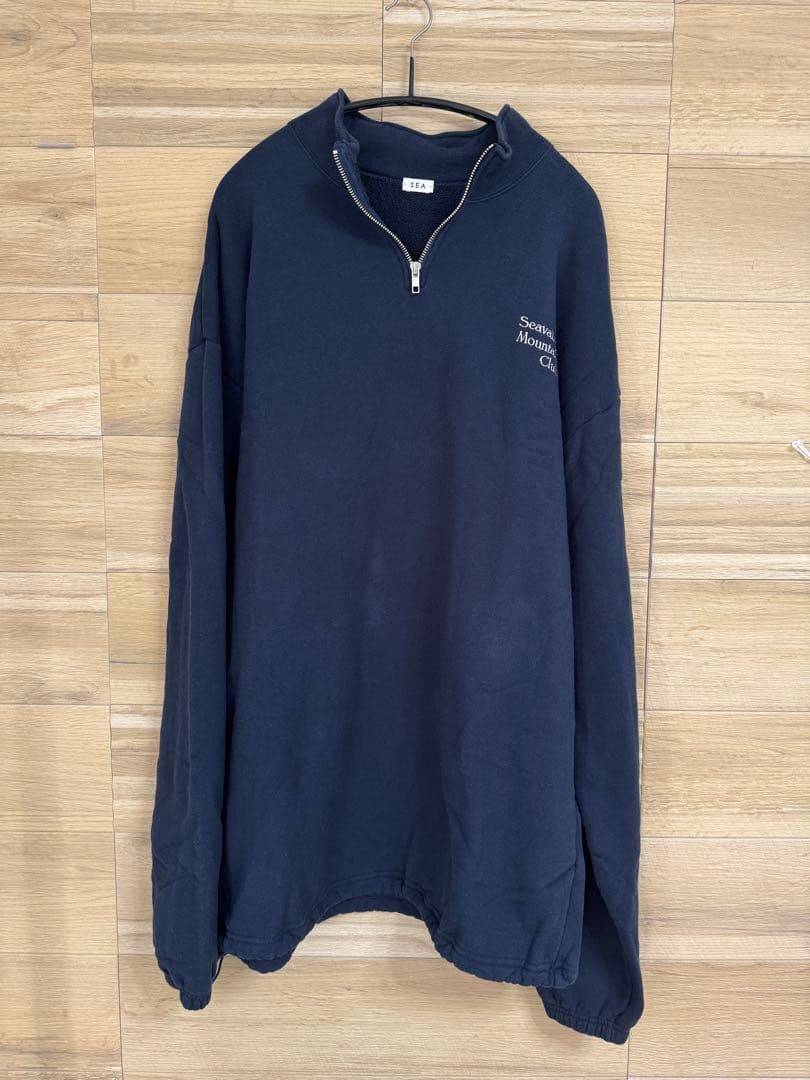 SEA ハーフジップスウェットプルオーバー ネイビー