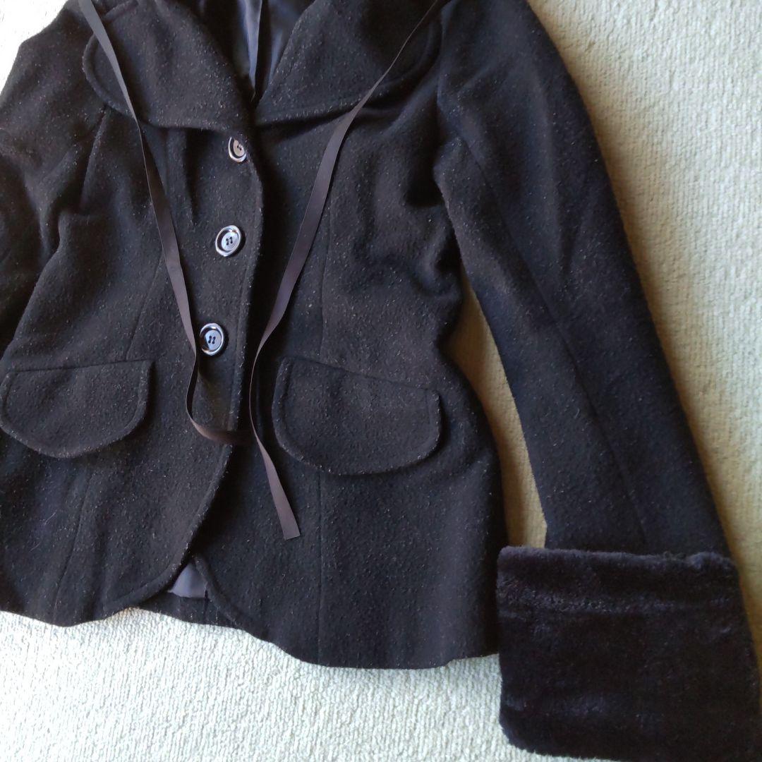 【PEACE NOW】猫耳フード付きブラックショートコート