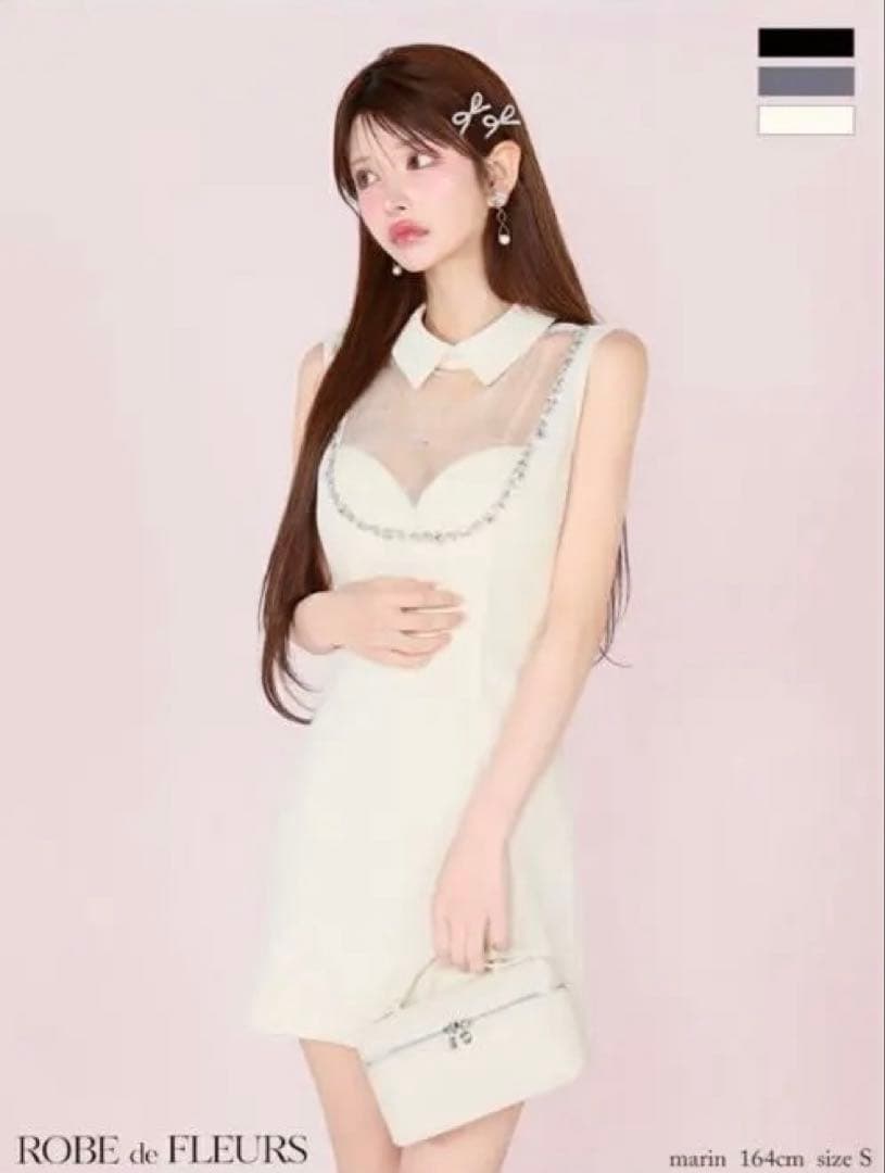 ROBE de FLEURS アイボリーシースドレス