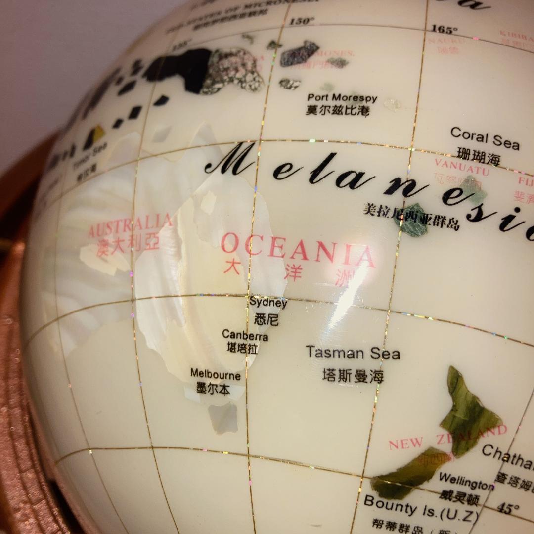 宝石地球儀 大型 天然石 パワーストーン 卓上 高級インテリア 3脚