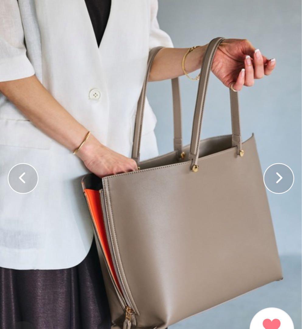 ブラウン トートバッグ オレンジ内部