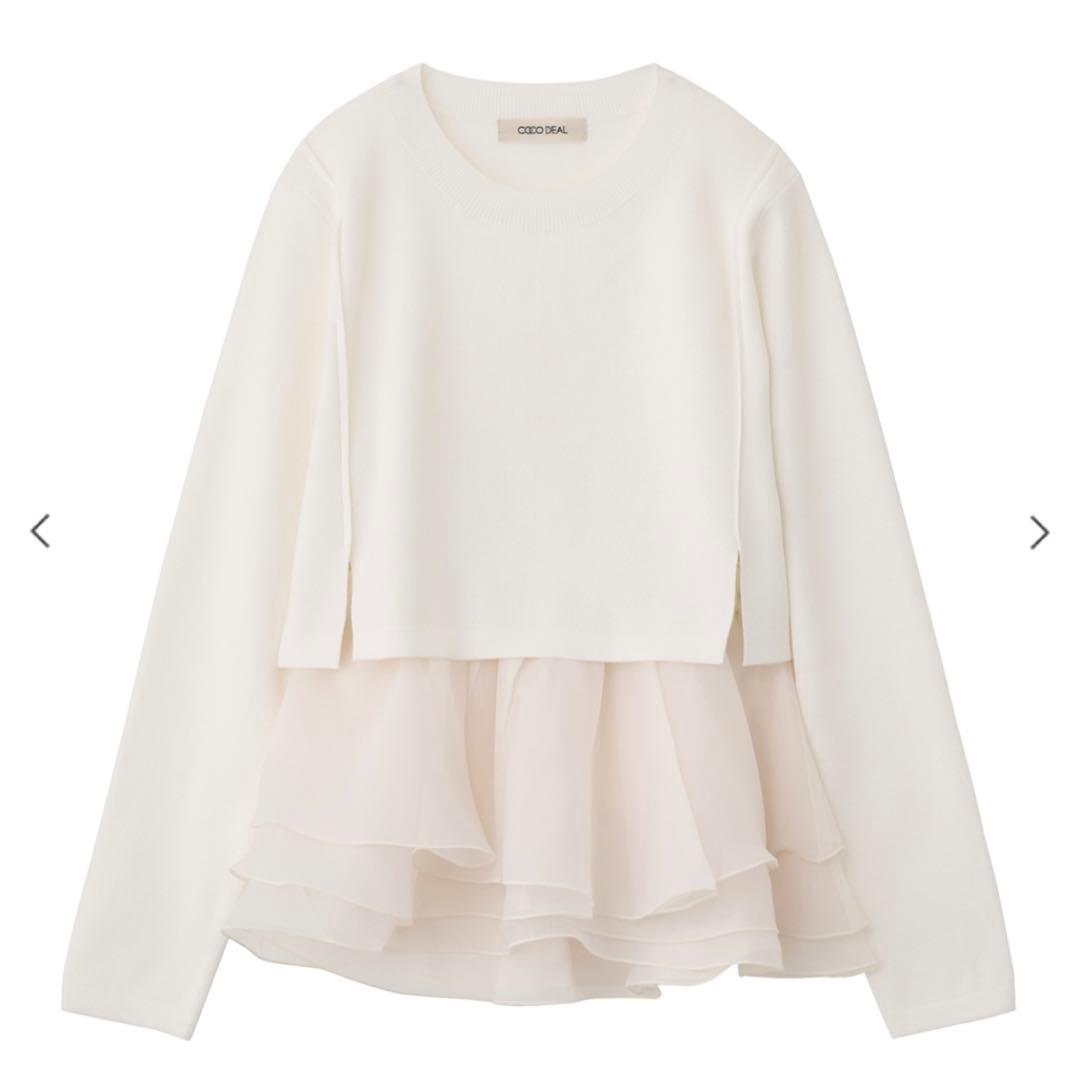 cocodeal ペプラムブラウスレイヤードニット ココディール