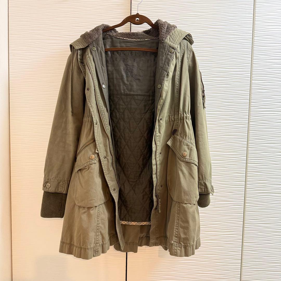 Burberry blue label 38 モッズコート フード付き