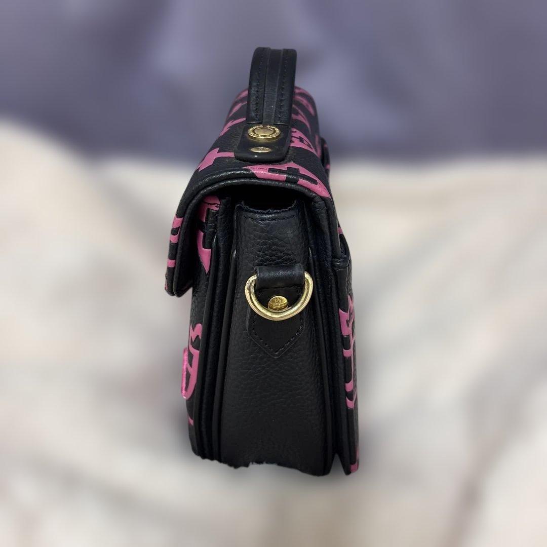 CASTELBAJACカステルバジャックハンドバックピンクブラックレザー金具ハゲ