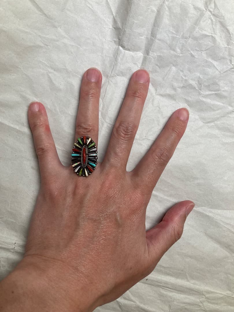 からか インディアン マルチストーン ニードルポイント リング