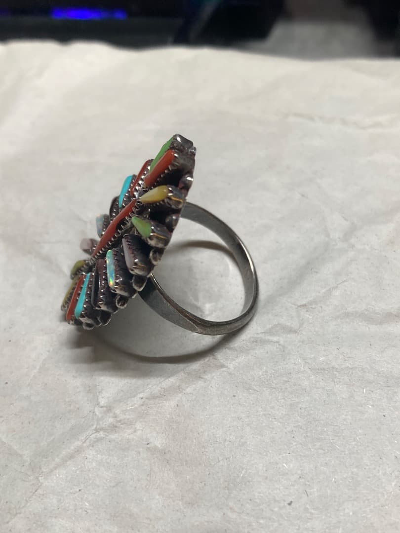 からか インディアン マルチストーン ニードルポイント リング