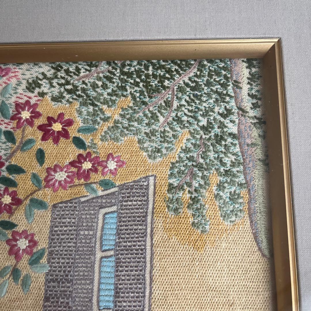 戸塚刺繍作品額　 庭の風景