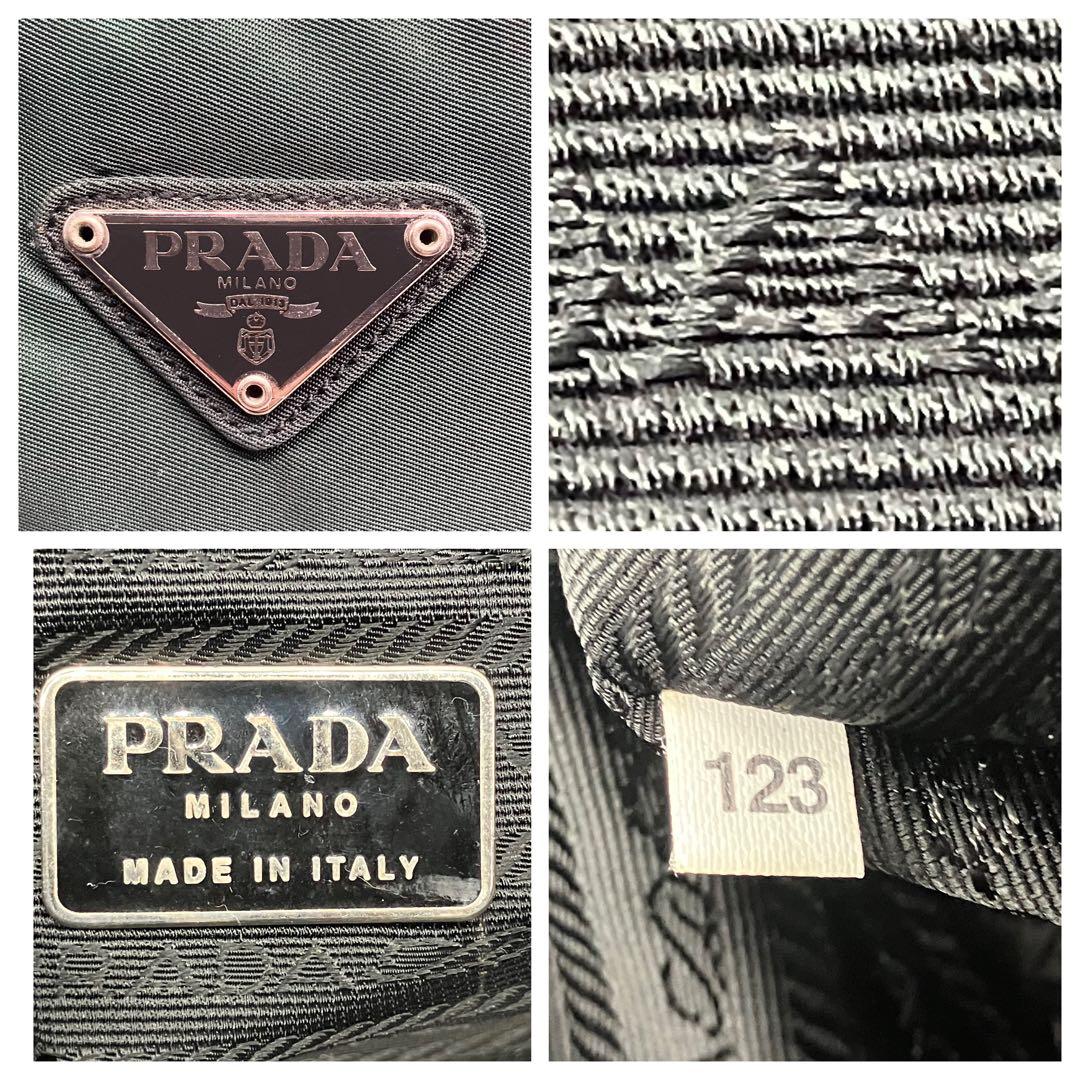 PRADA プラダ　ナイロン　三角　プレート　ロゴ　ハンドバッグ　ギャランティ有