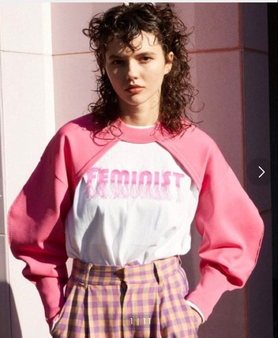 2点セット！エンブロイダリーFeministロングスリーブＴシャツ&ボレロ