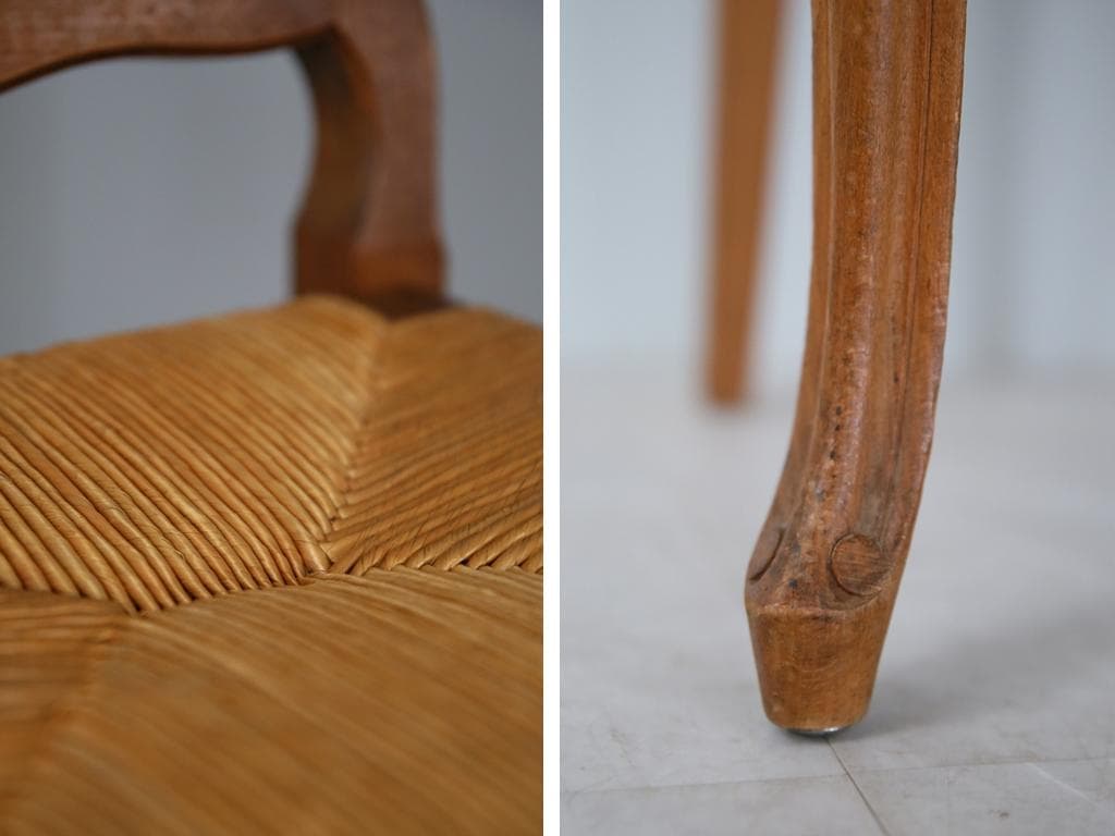 フランスアンティーク猫脚ダイニングチェア/イス/ラッシュシート(90-164-6