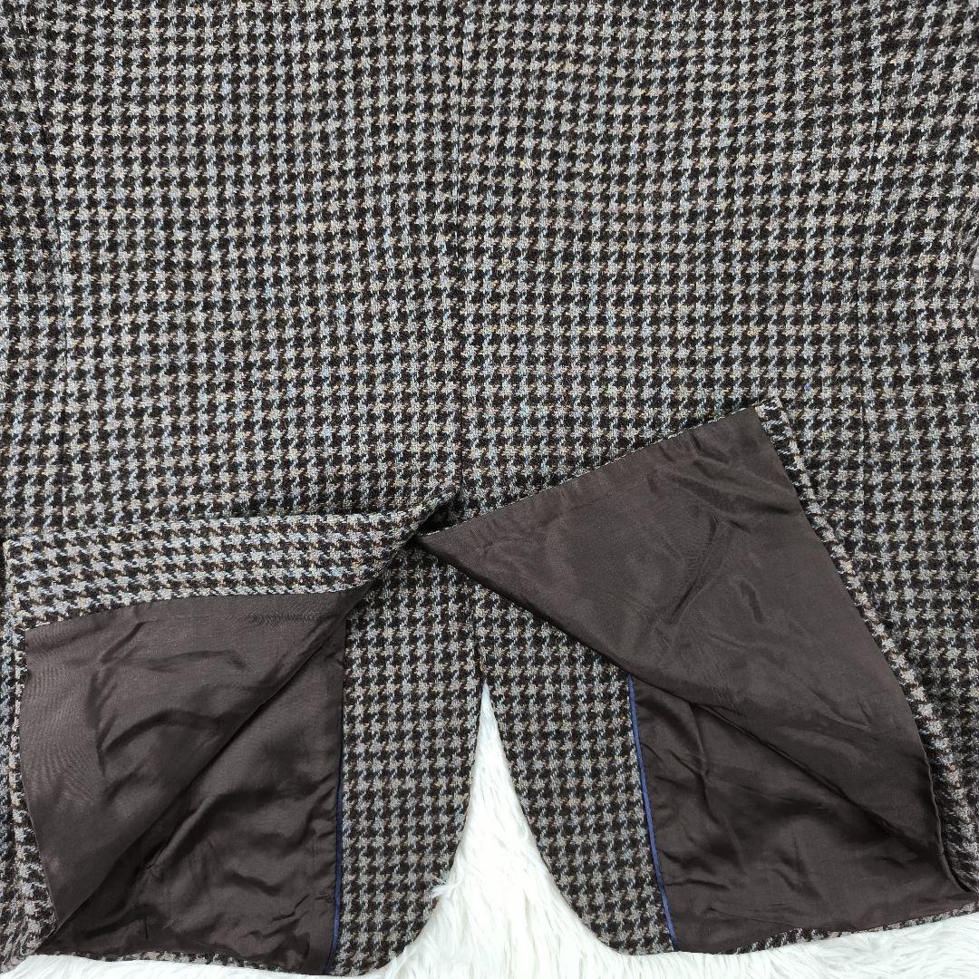 ✨美品✨ ハリスツイード テーラードジャケット 千鳥格子 2B くるみボタン 茶