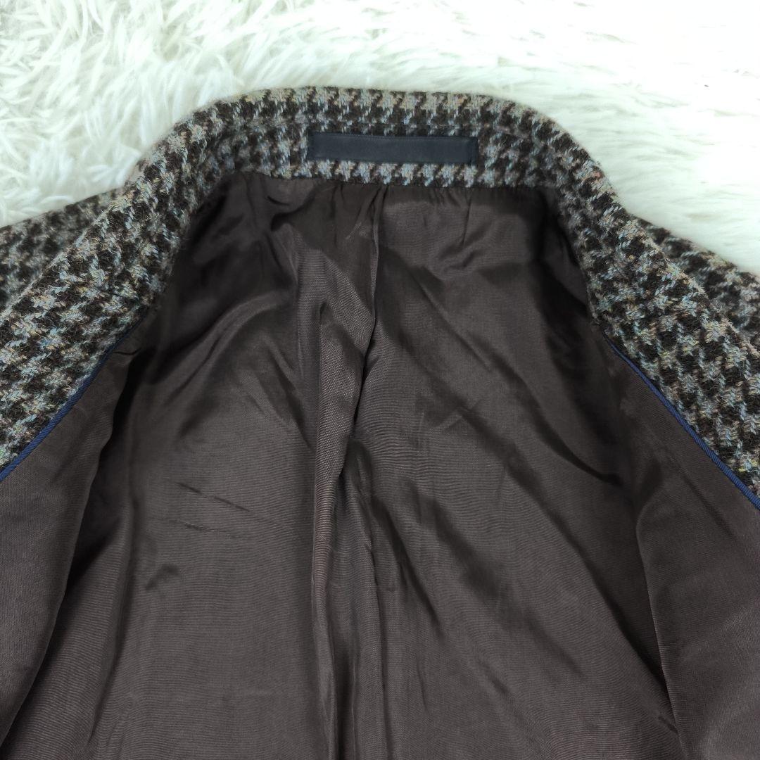 ✨美品✨ ハリスツイード テーラードジャケット 千鳥格子 2B くるみボタン 茶