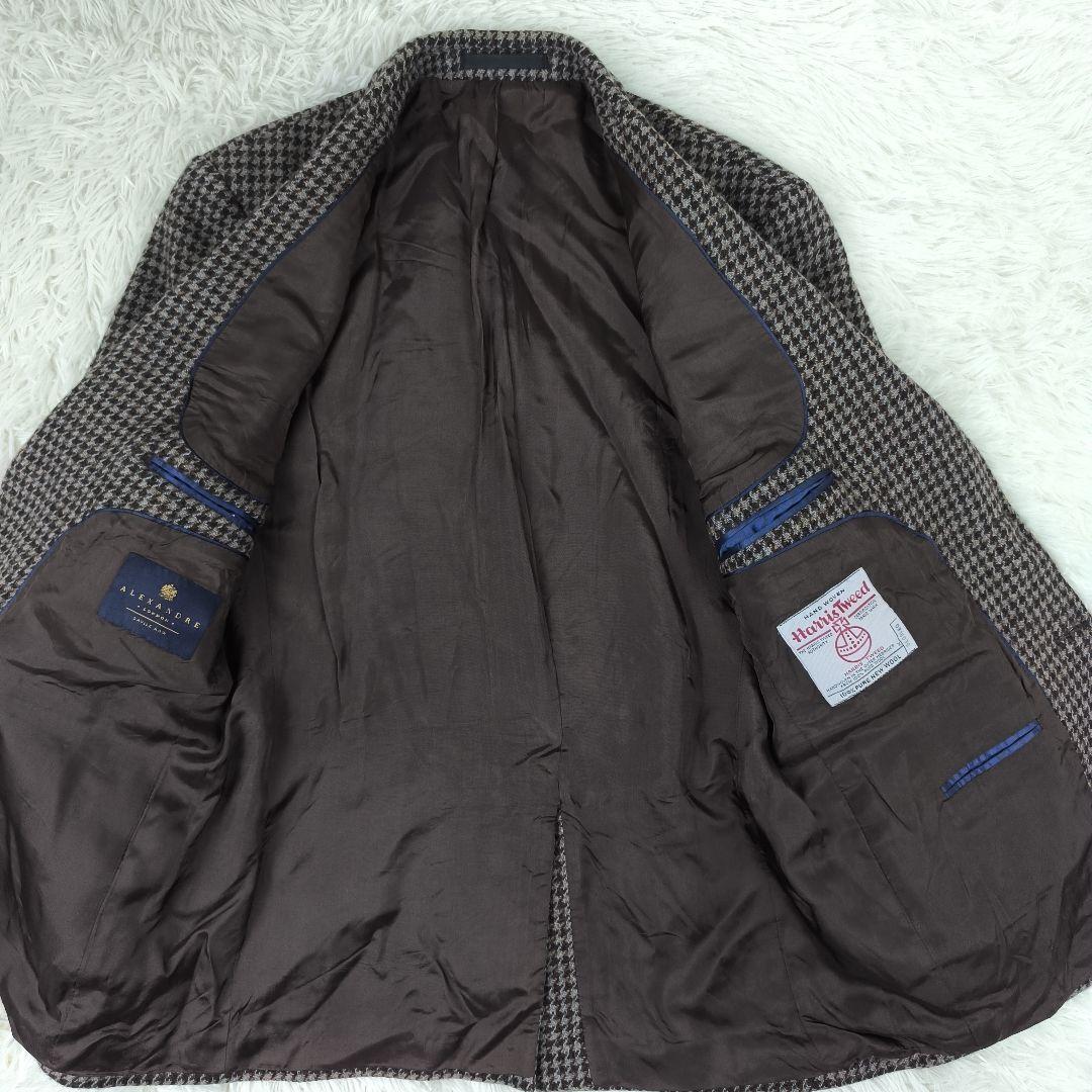 ✨美品✨ ハリスツイード テーラードジャケット 千鳥格子 2B くるみボタン 茶