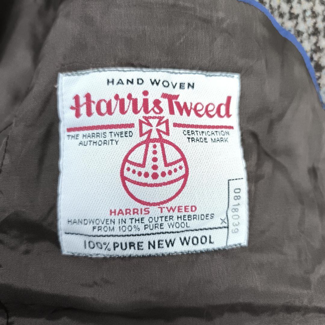 ✨美品✨ ハリスツイード テーラードジャケット 千鳥格子 2B くるみボタン 茶