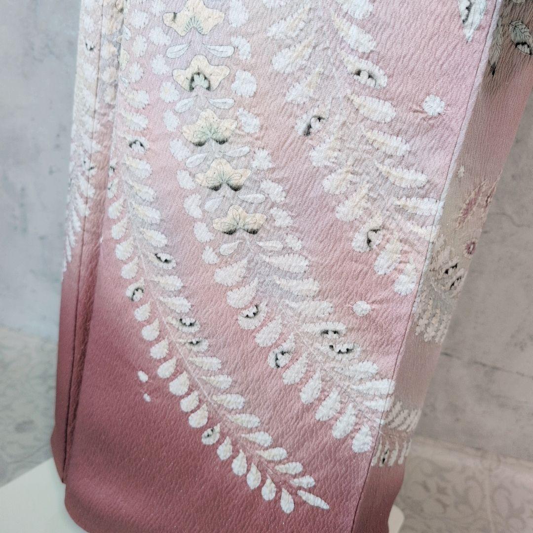 訪問着　フルセット　着物　正絹　辻ヶ花　エンジ 赤　上品な輝き　F9