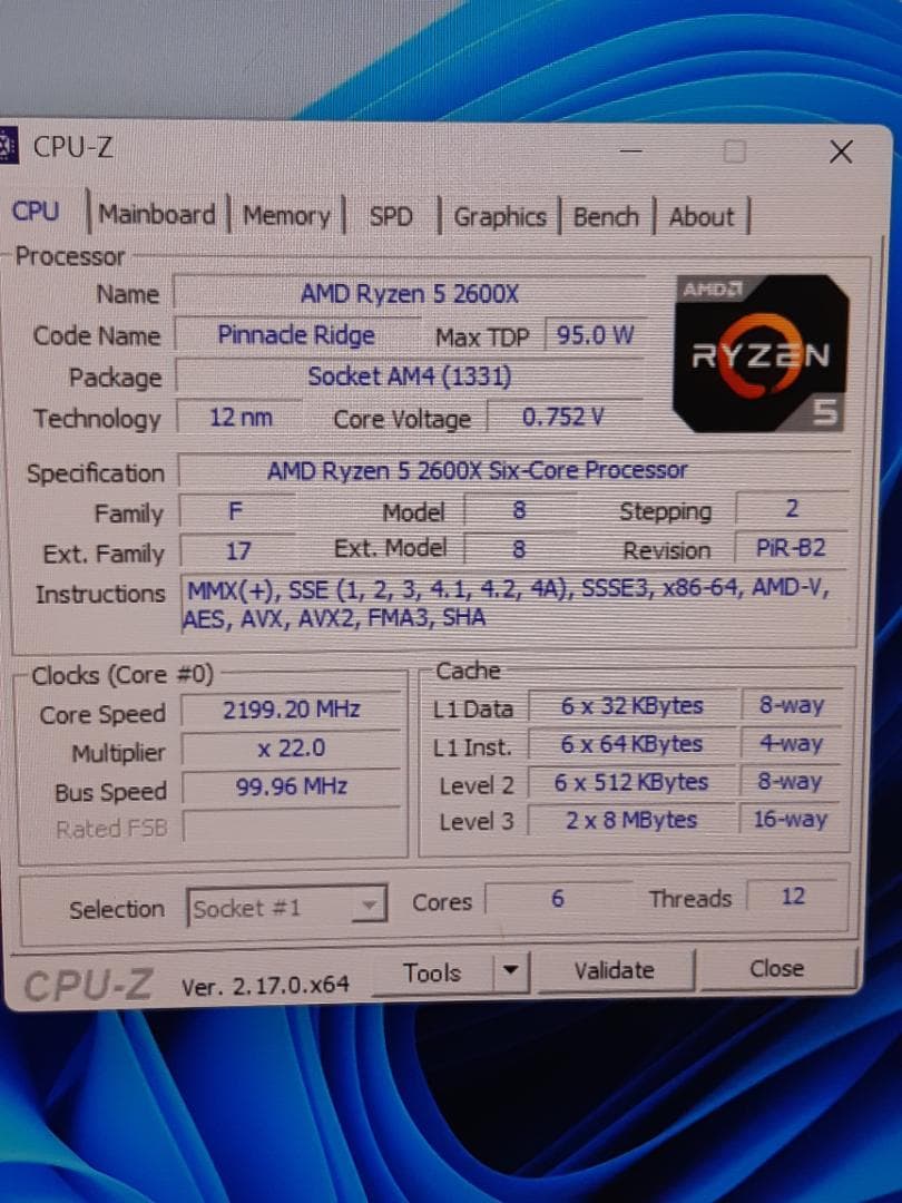 自作PC　RYZEN5 2600X・8GB・128GB・GTX745・WIN11