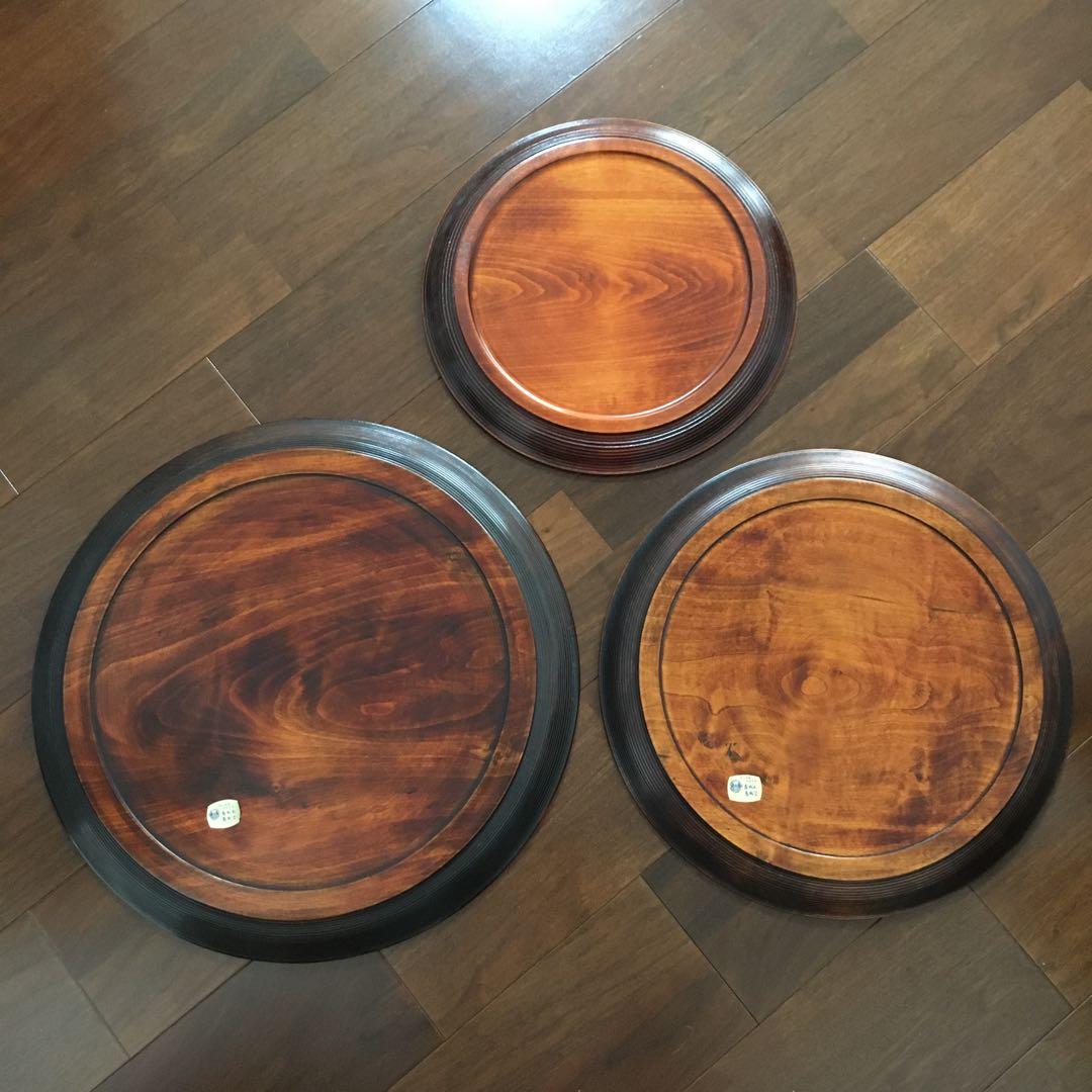 烏城彫　お盆　丸盆　飾盆　大、中、小　3点セット　B