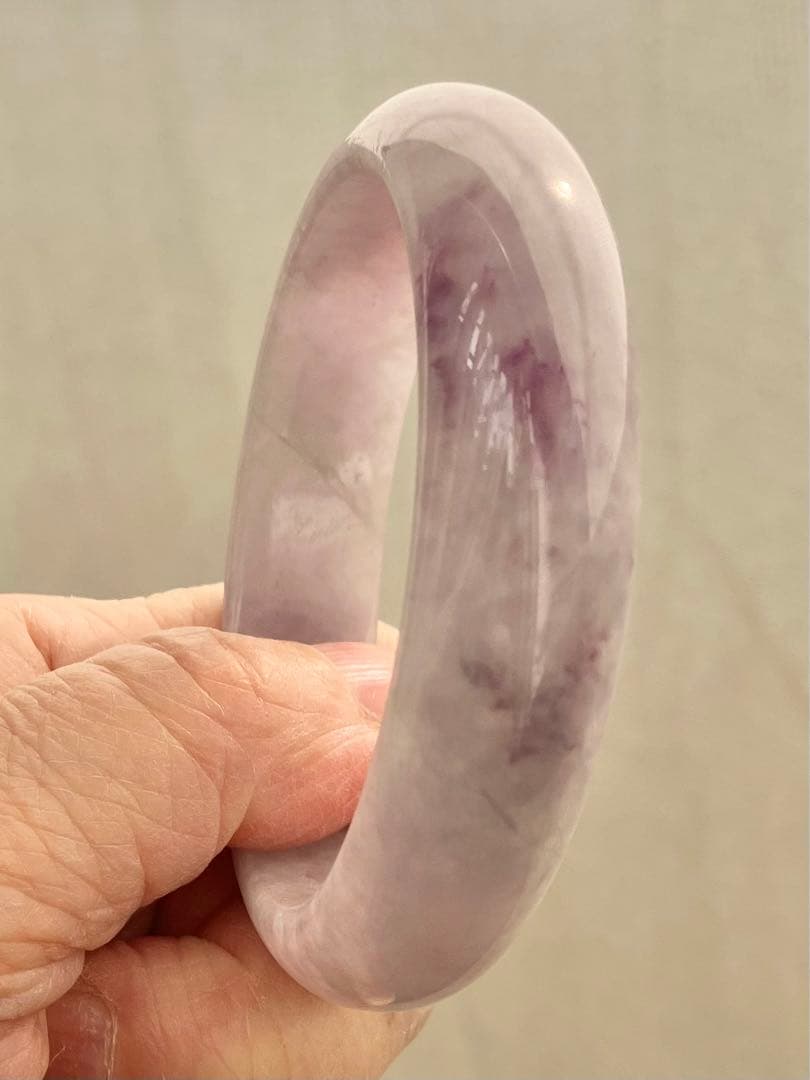 翡翠　ジェイド　バングル　ラベンダー　内径約58.5