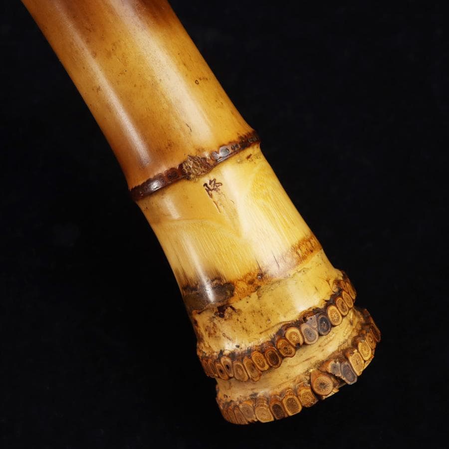 Y3273-1 琴古流 尺八 隆風銘 銀三線 螺鈿細工 全長40㎝ 竹製　EE