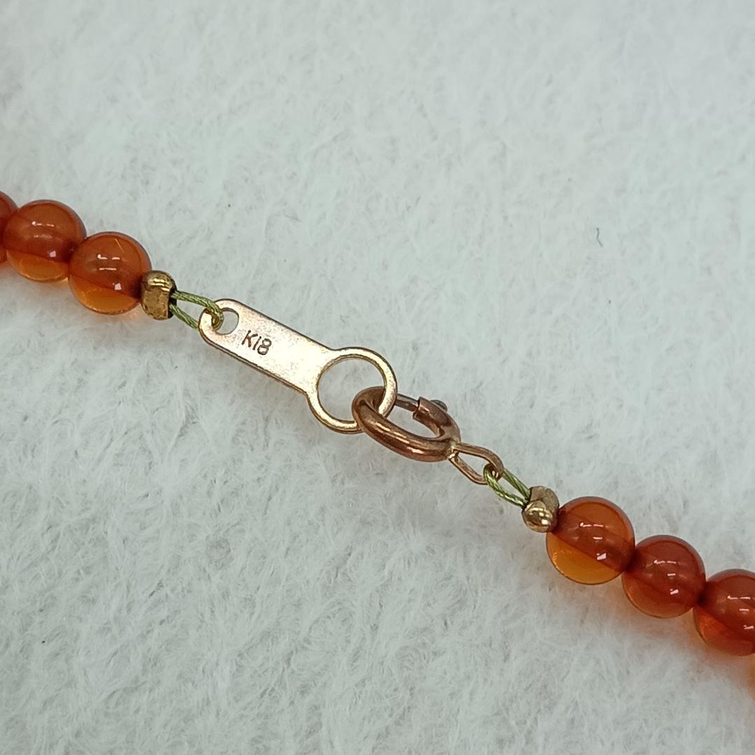 琥珀 ネックレス 18K 天然石 アンバー パワーストーン 18金 しずく型