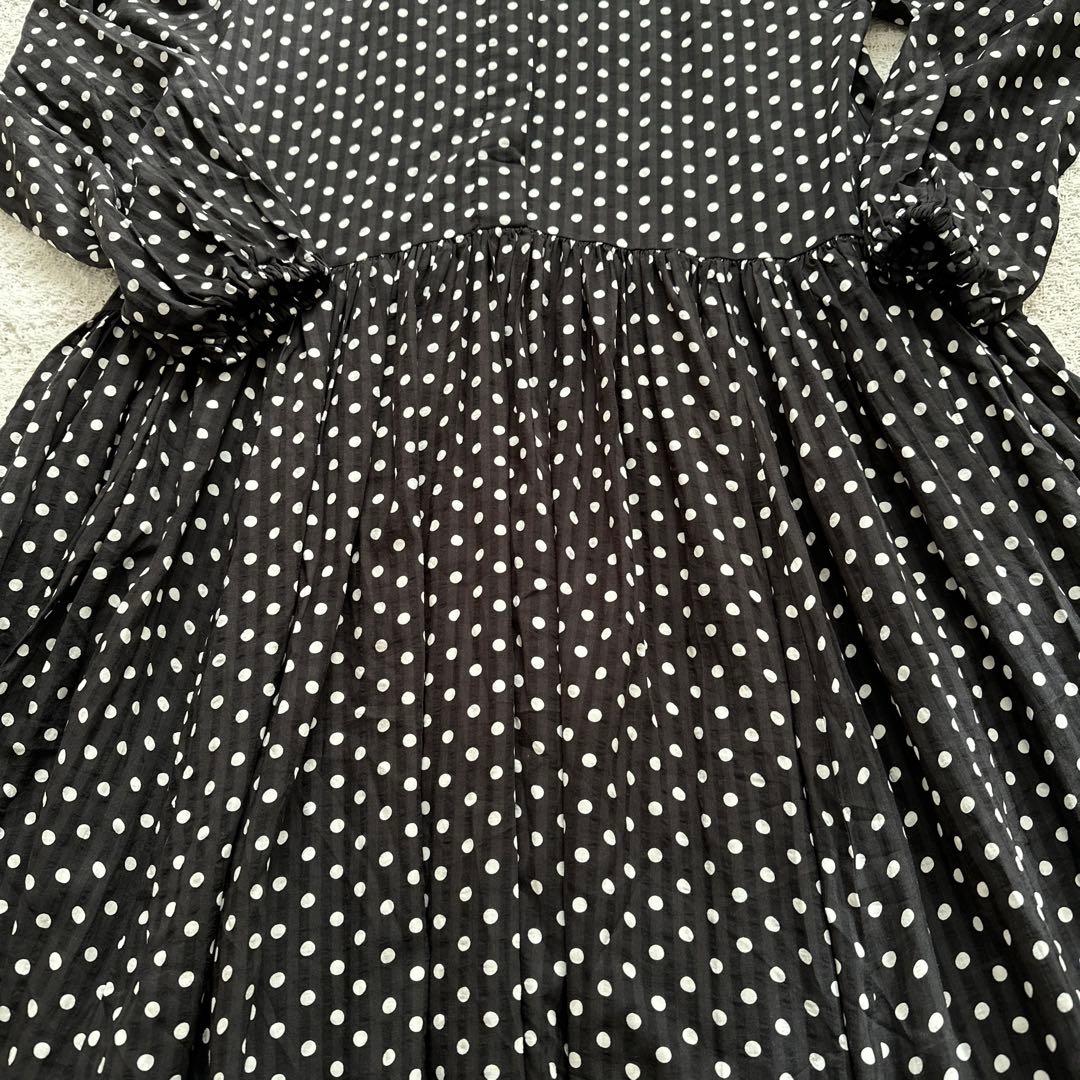 【極美品 】ビアズリー BEARDSLEY ドットギャザーワンピース　ロング