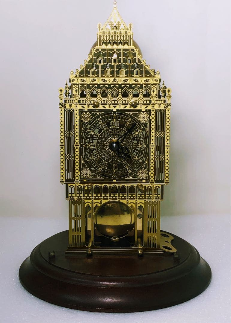 アンティーク商品☆Hermleガラスドーム ゼンマイ振り子 置時計 1988年製