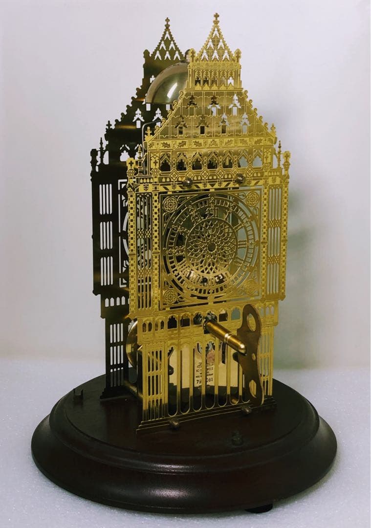 アンティーク商品☆Hermleガラスドーム ゼンマイ振り子 置時計 1988年製