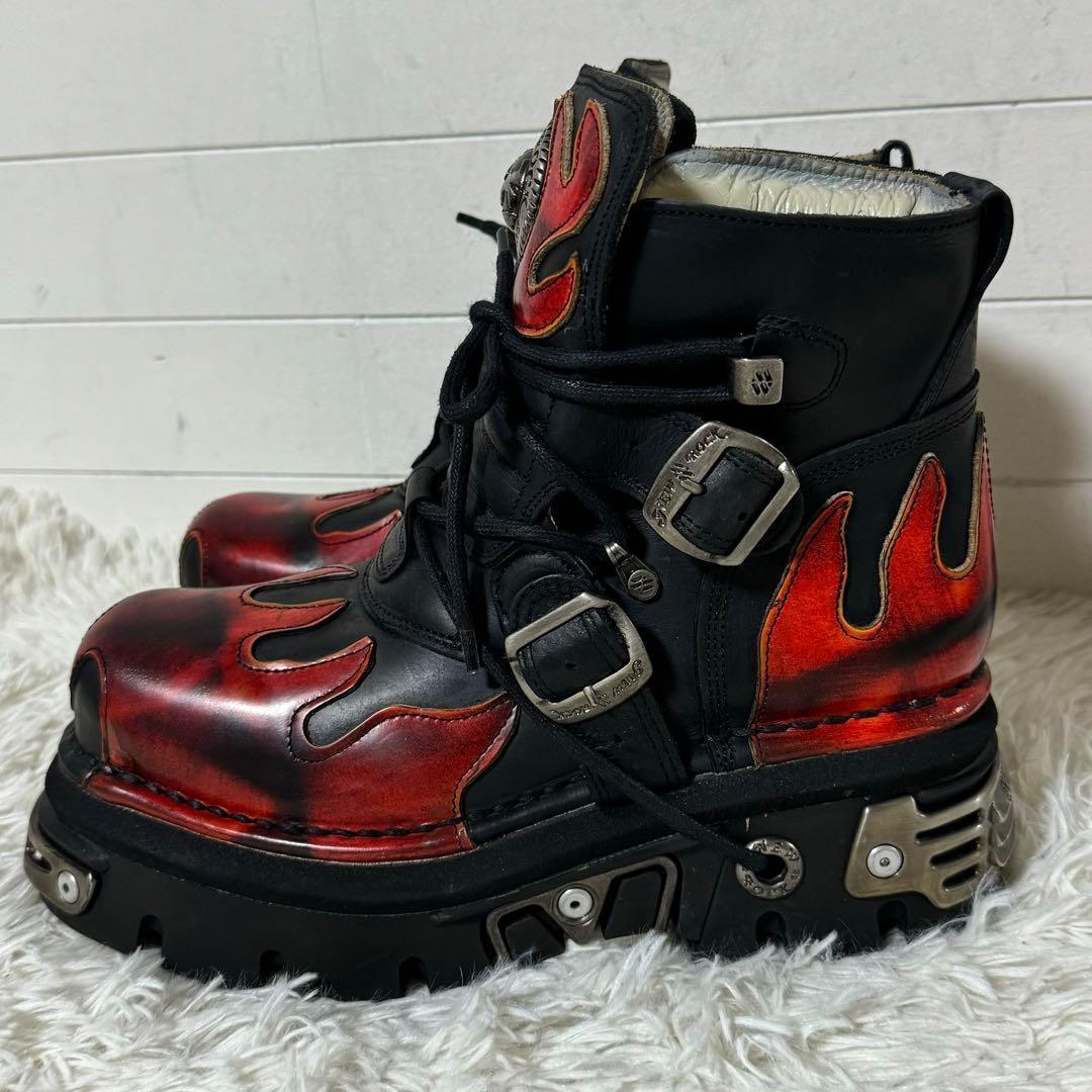 未使用品✨NEW ROCK ニューロック ファイアーパターン　エンジニアブーツ