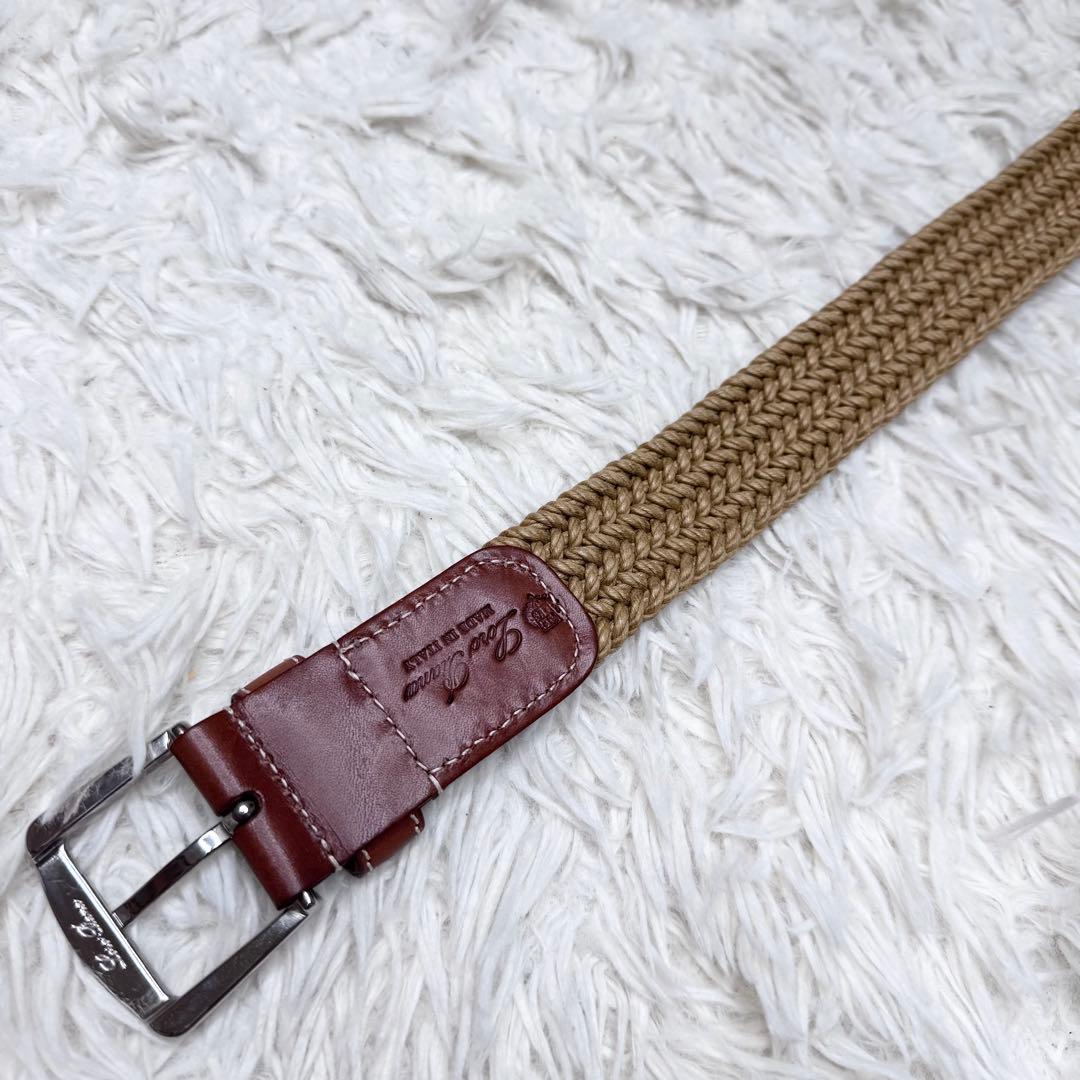 【極上級】ロロピアーナ イタリア製 メッシュ レザー ベルト ブラウン