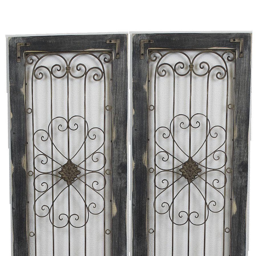 ◯２枚セット アイアンデコウッドドアブラック　高さ１５２ｃｍ 黒