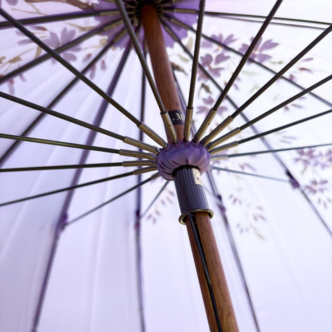 【新品未使用】前原光栄商店　洋傘　長傘　紫色 花柄 雨傘　16本骨　パープル