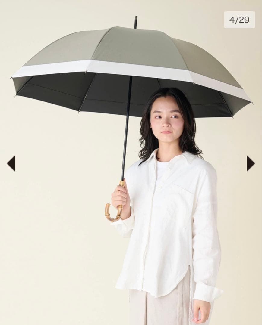 サンバリア100美品 長傘Lサイズ コンビモスグレー(竹手元)完全遮光日傘