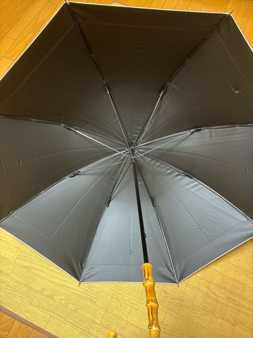 サンバリア100美品 長傘Lサイズ コンビモスグレー(竹手元)完全遮光日傘