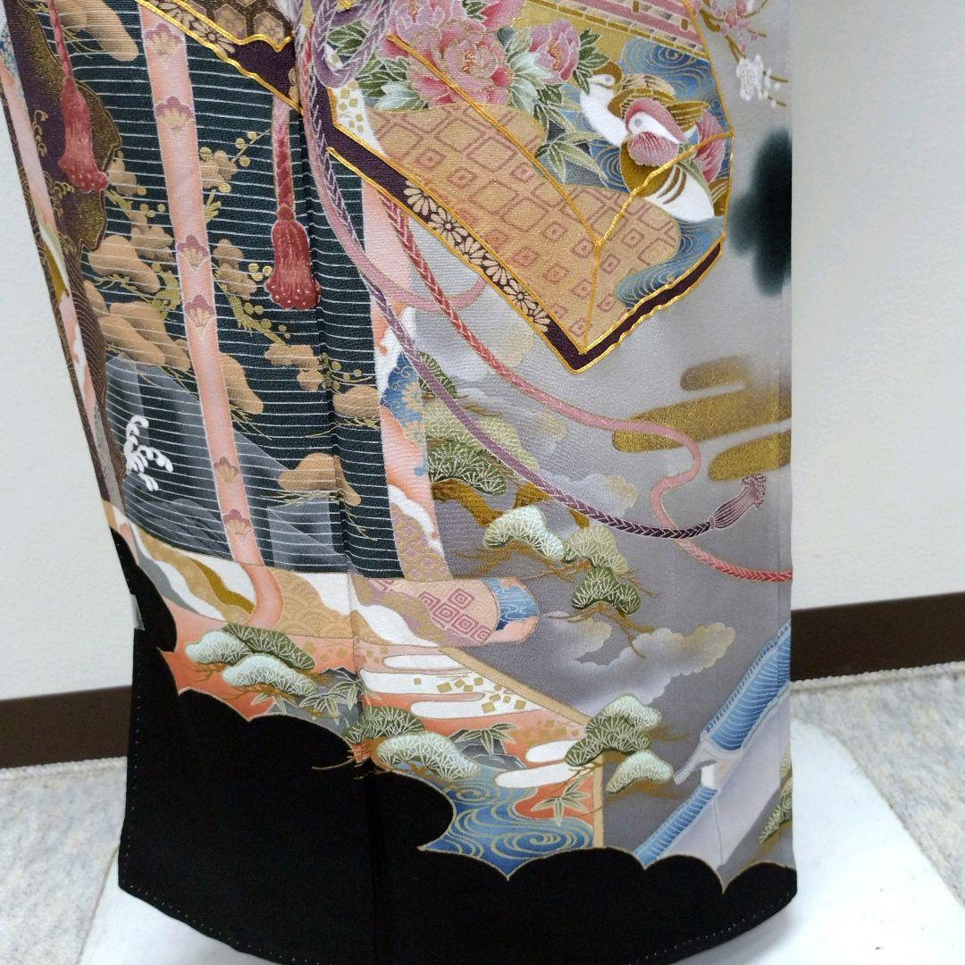 714　半額セール　正絹　友禅　作家もの　黒留袖　５点フルセット