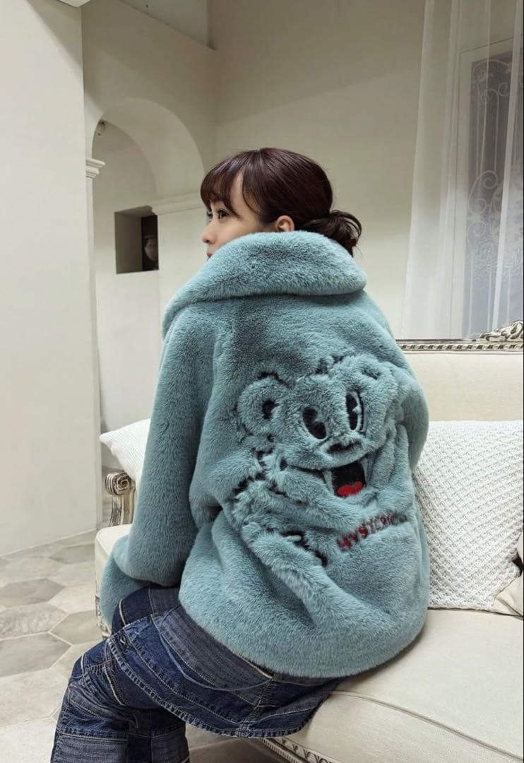 HYSTERIC GLAMOUR FIRE BEAR刺繍 フェイクファーブルゾン