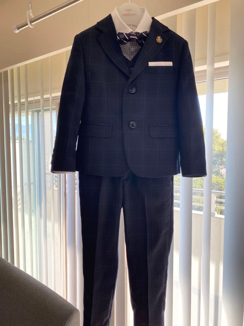 ネイビー チェック柄 スーツセット
