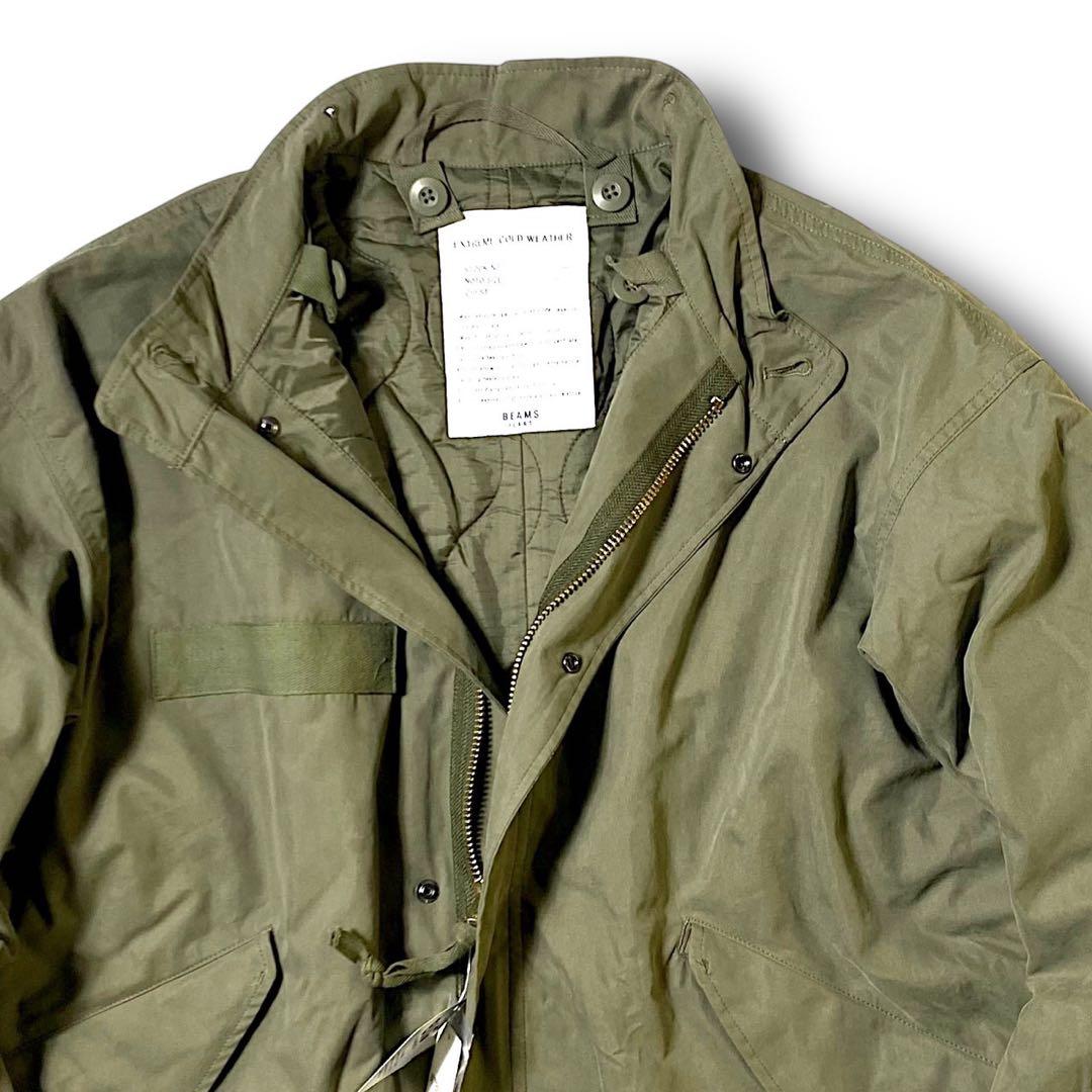 M ビームス 裏地キルティング ビッグシルエット 2way モッズコート カーキ