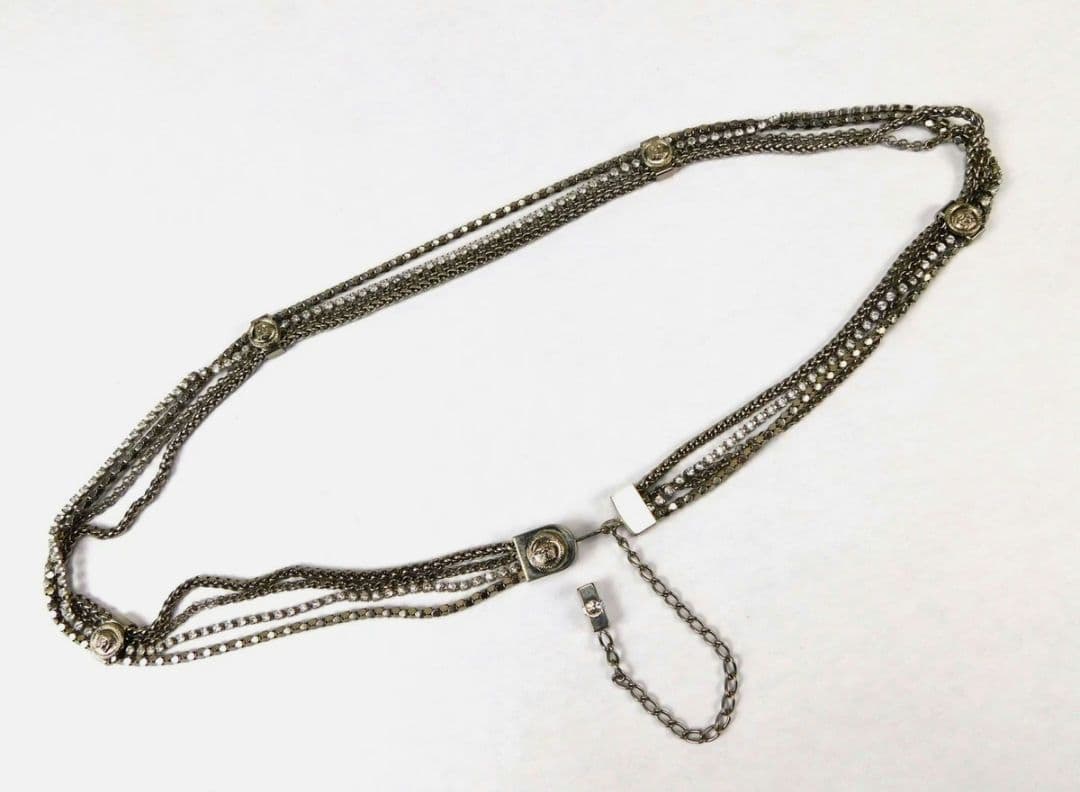 VERSACE メデューサ ラインストーン マルチストランドチェーンベルト