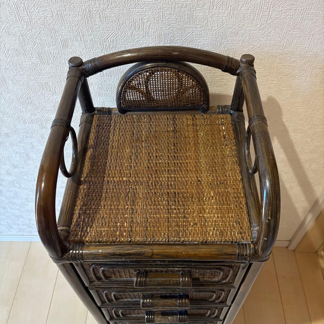 【アンティーク】籐 ラタン チェスト 6段 タンス 昭和レトロ 古民具 古道具