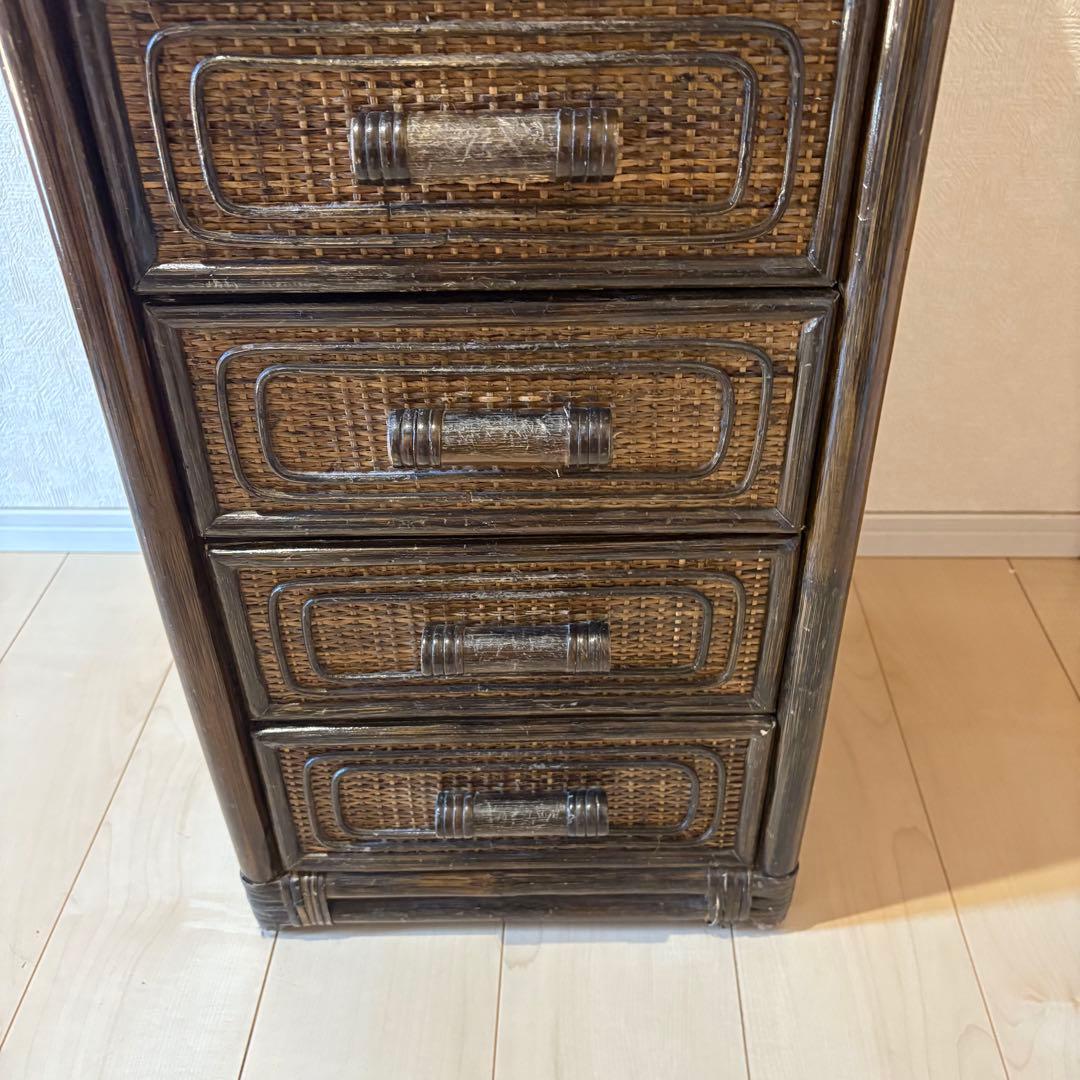 【アンティーク】籐 ラタン チェスト 6段 タンス 昭和レトロ 古民具 古道具