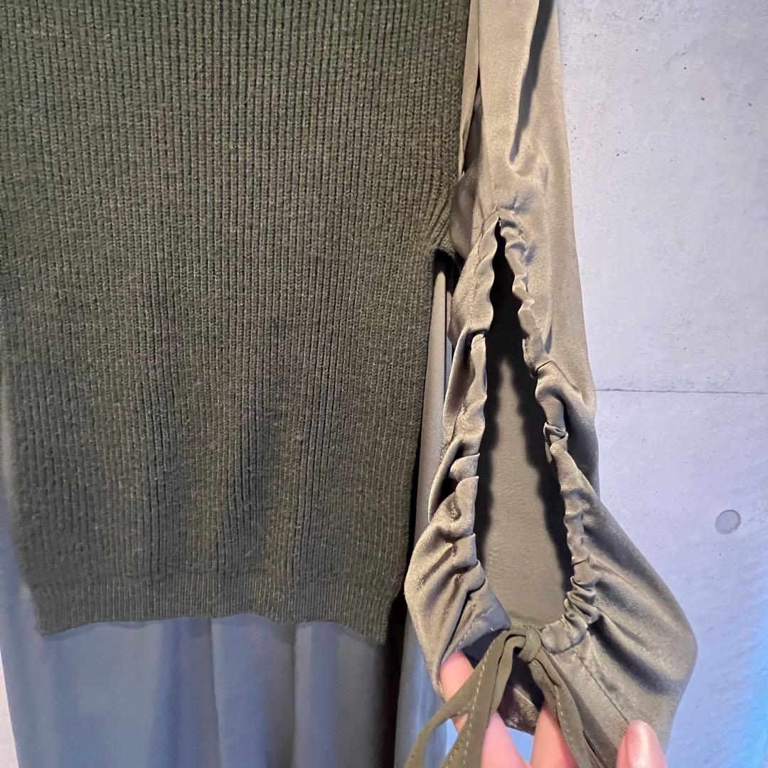 オリーブグリーン ニットベスト