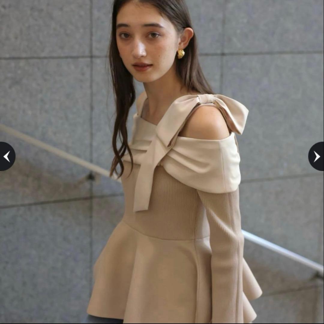 ☆中古品☆ Rirandture オフショルリボンドッキングニット