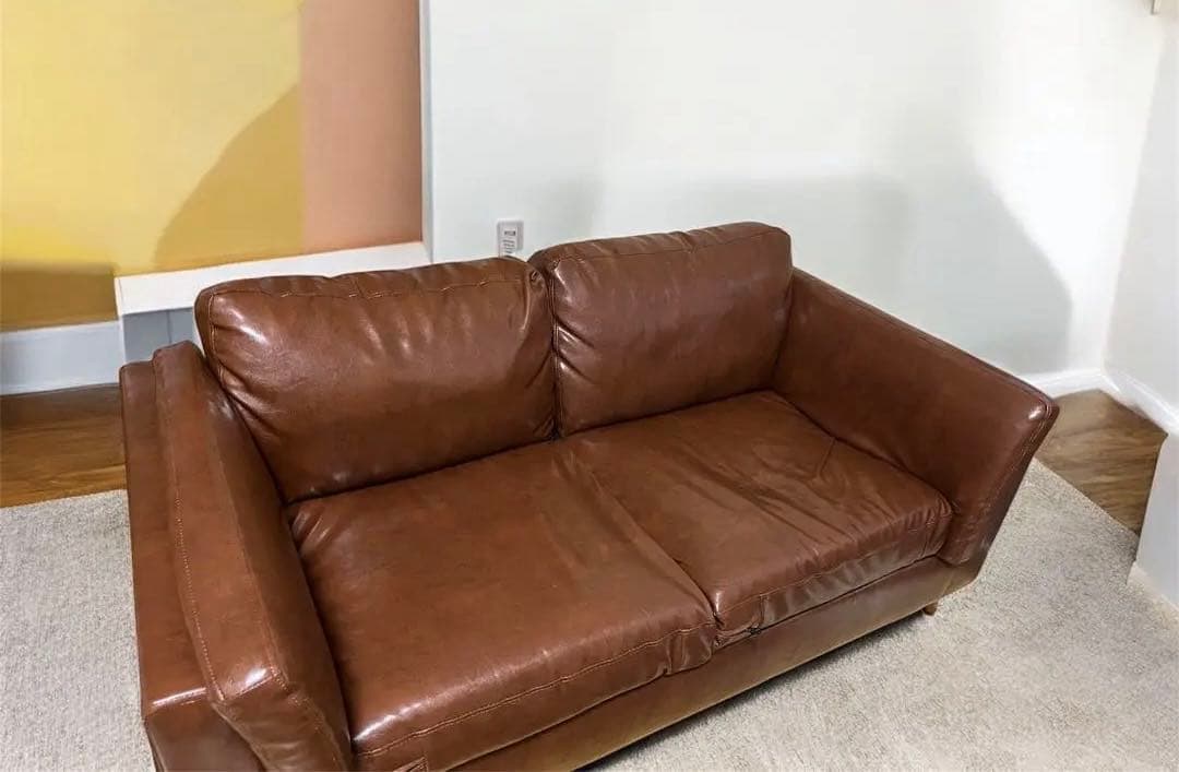 【ささき】ヴィンテージレザー風ソファ ポケットコイルソファー　2人掛け