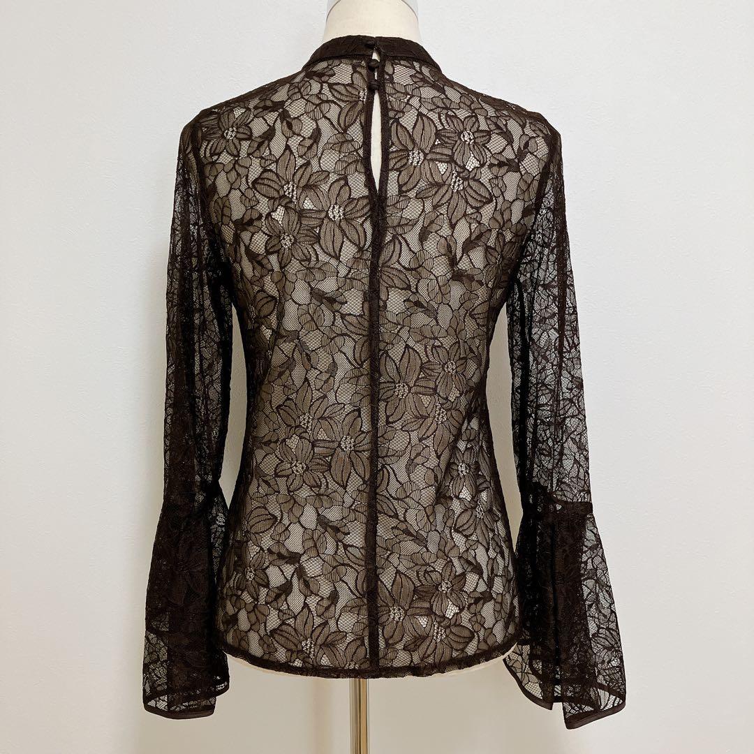 ANDRESDアンドレスド　ブラウン　ベルスリーブスリットドレスパーティードレス