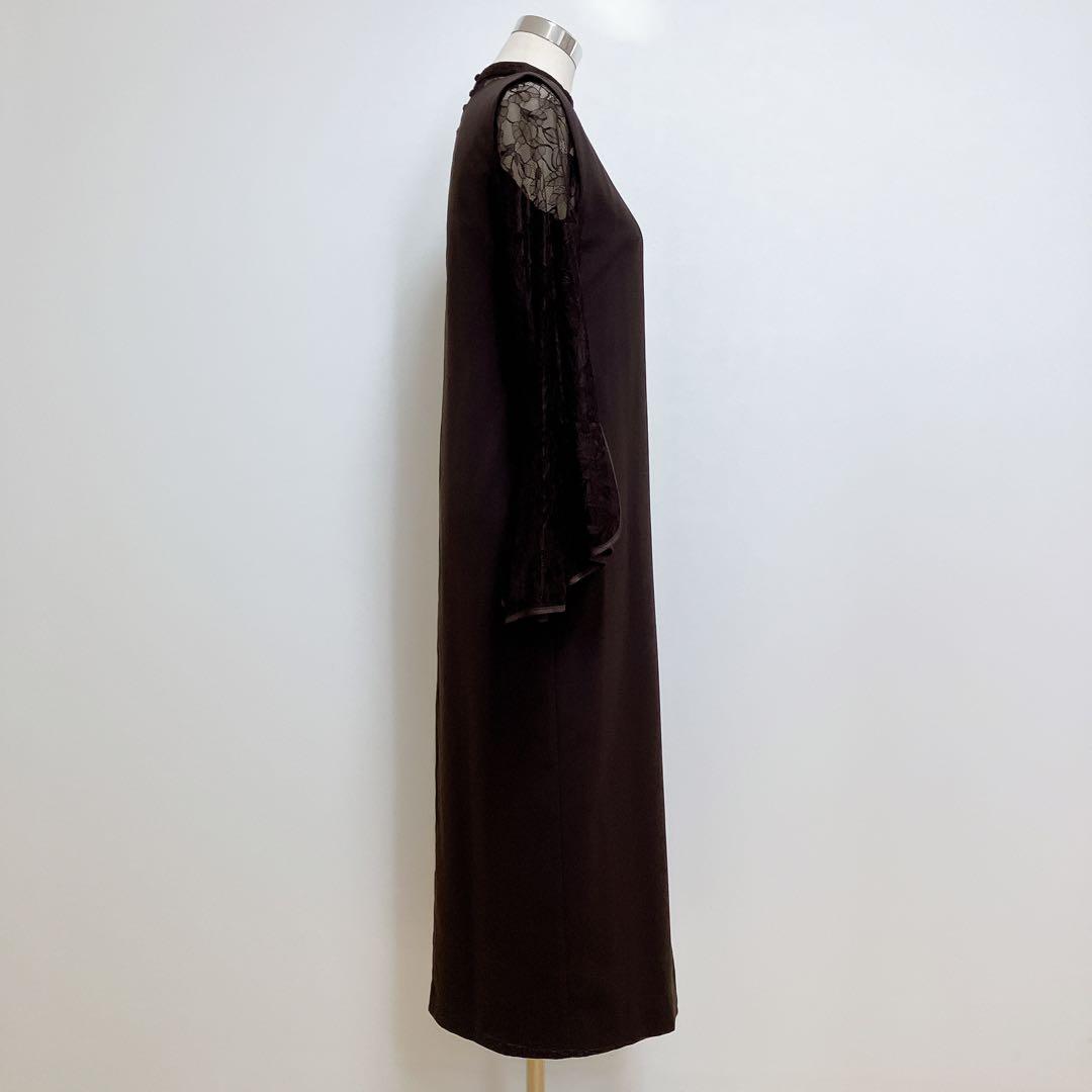 ANDRESDアンドレスド　ブラウン　ベルスリーブスリットドレスパーティードレス