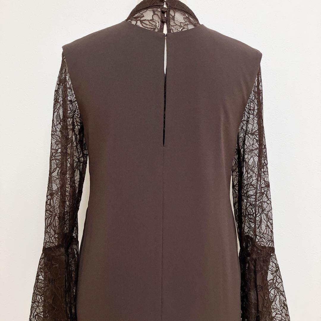 ANDRESDアンドレスド　ブラウン　ベルスリーブスリットドレスパーティードレス