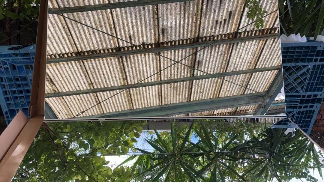 【中古】ダンス鏡 折り畳み 割れない鏡 160cmx100cmx2枚 銀色2番