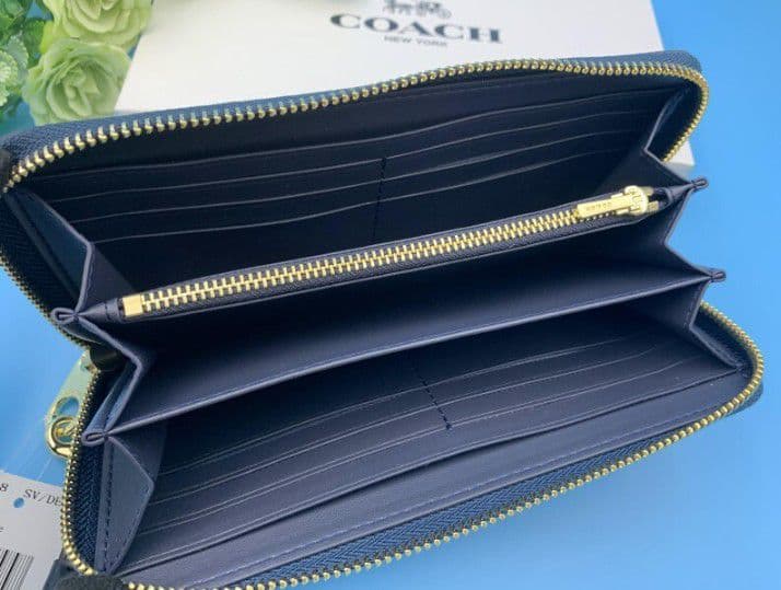 新品未使用コーチ長財布チェリーさくらんぼ柄ネイビーブルーレディースメンズ送料無料